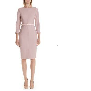 Max Mara Belted Stretch Wool Dress in Pink, NWT, Size 4
